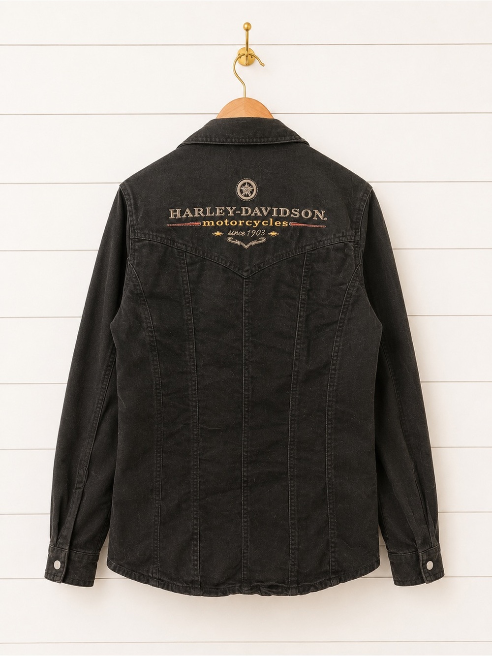Harley-Davidson Women’s Black Denim Button Up Shirt Size S